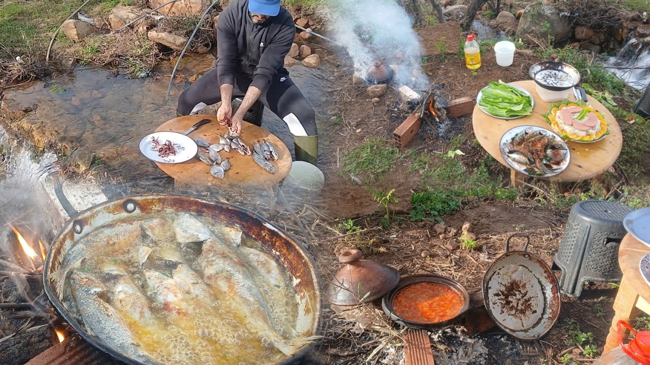 من الواد للمقلة 🍅🐟 طاجين مطيشة وحوت مقلي بطريقة تقليدية