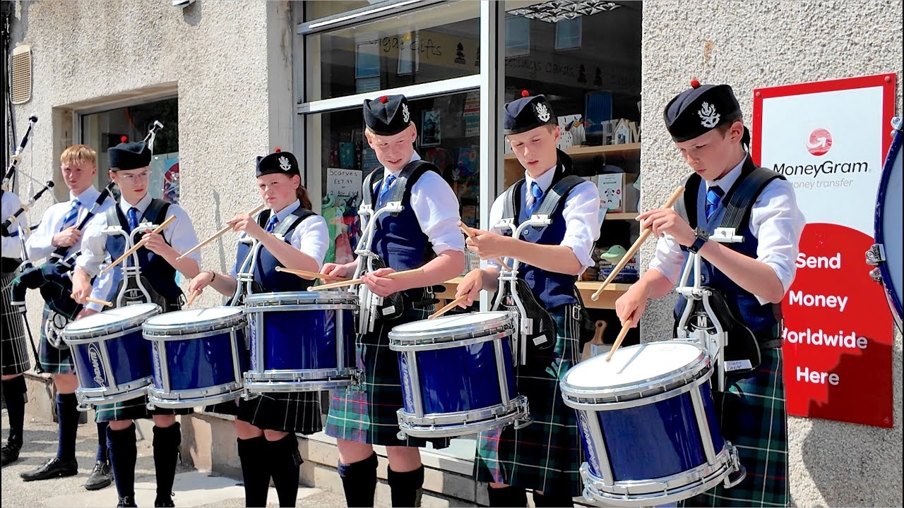 Drum Fanfare by Drum Corps with Edinburgh Academy Pipe Band at 2025 Linlithgow Marches in Scotland