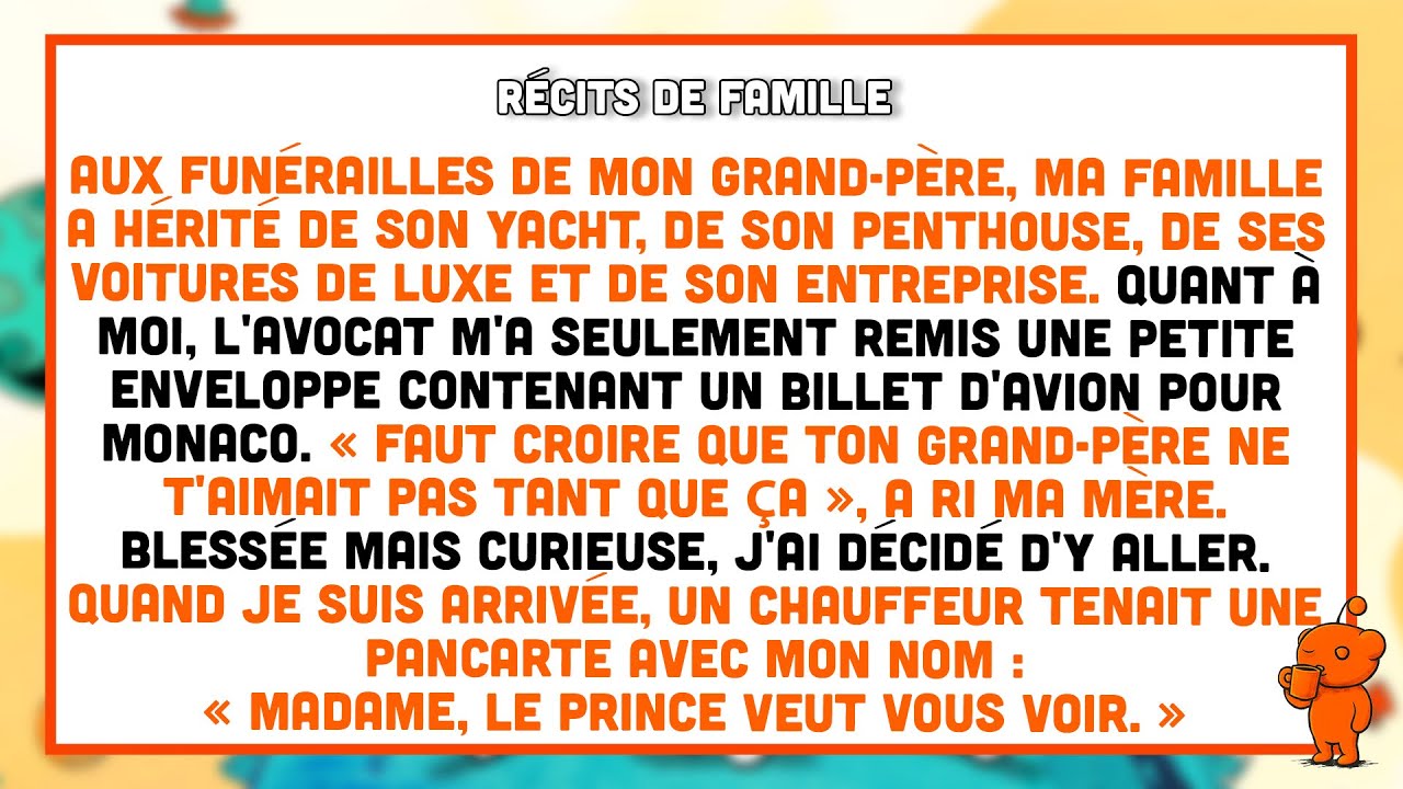 Aux funérailles, ma famille a hérité de millions — moi, juste un billet pour Monaco.