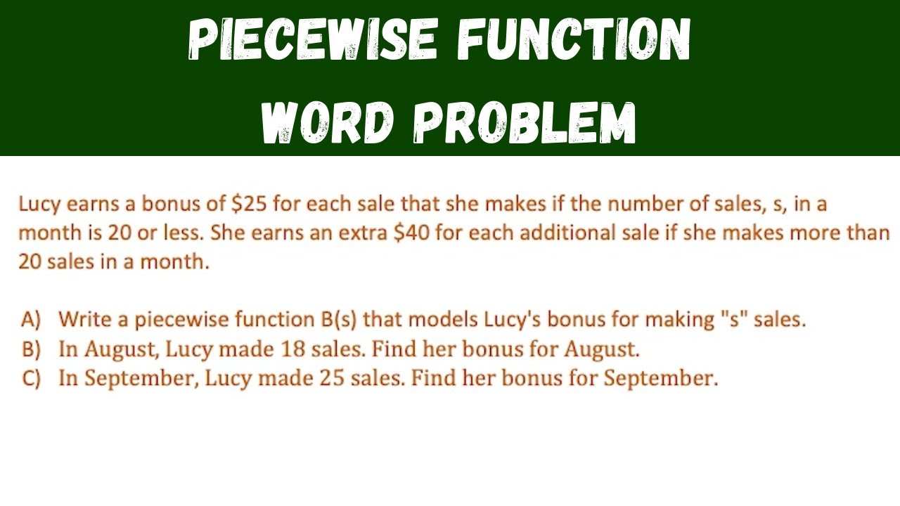 Piecewise Function (word problem) - Algebra