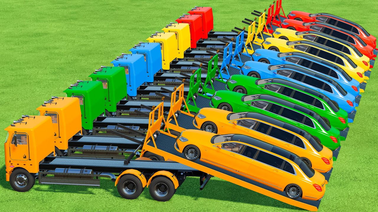 Transporting With Colors | Longest Mercedes Car Transport With Truck In Fs22 | Farming Simulator 22 