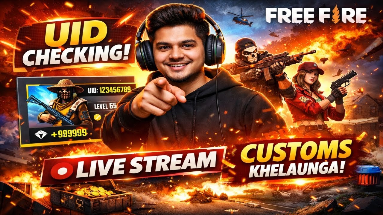 FREE FIRE LIVE 🔴 UID CHECKING + CUSTOM ROOM 😱 | Sabke Sath Custom Khelenge | AnuragXShot