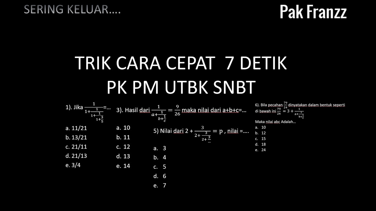 CARA CEPAT 7 DETIK PK PM UTBK SNBT 2026