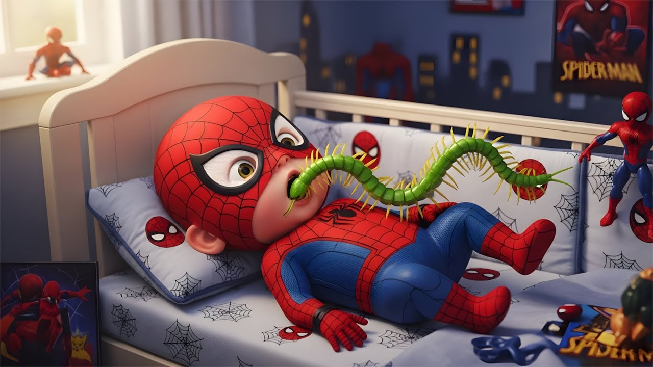 Oh my god, what a surprise! SpiderMan was attacked in the mouth by a centipede while he was sleeping