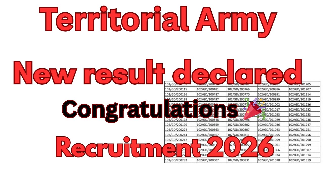 Territorial Army final result declared | Congratulations 🎉 new list out | Recruitment 2026