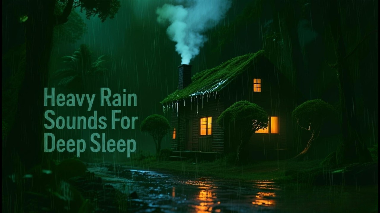 Deep Relaxation  Heavy Rain Sounds in Forest Cabin for Better Sleep - Rain Sounds For Deep Sleep 🌧️🌲