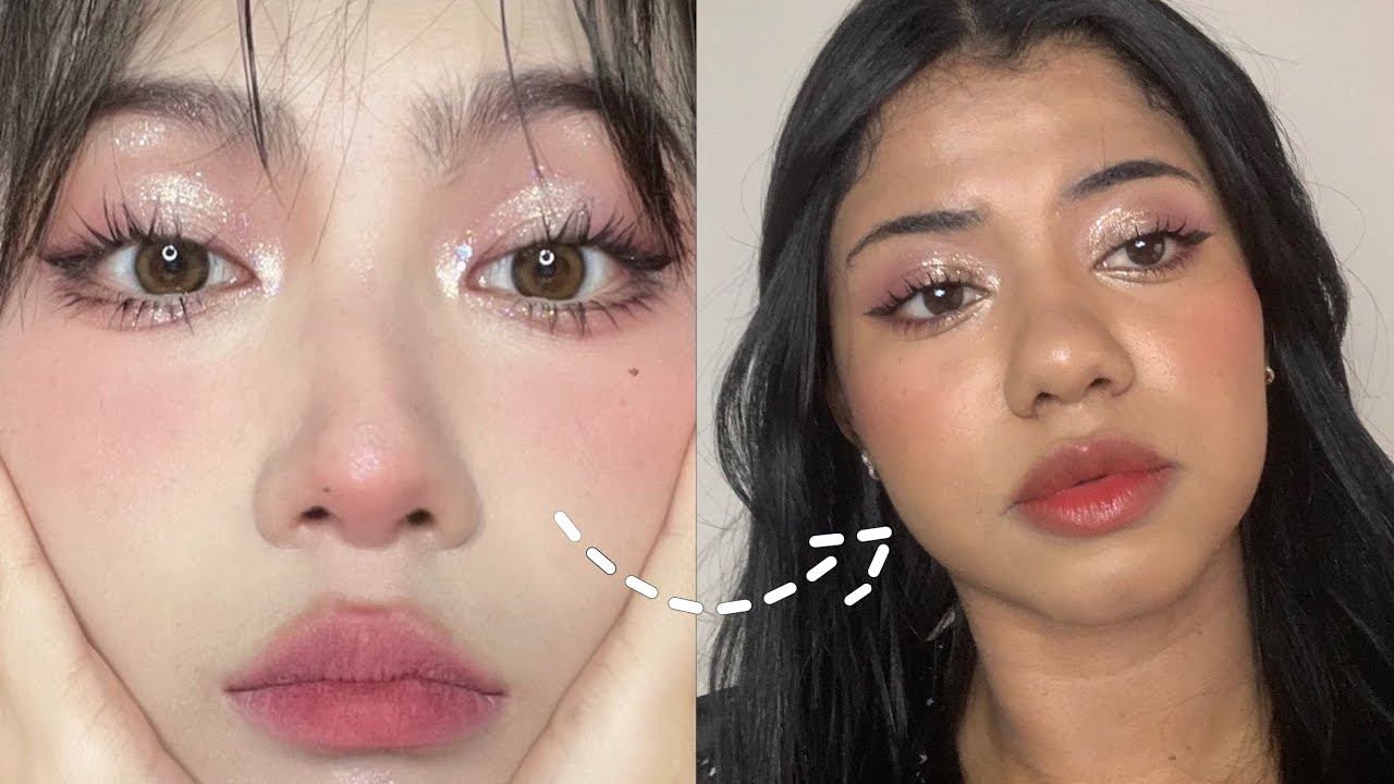 MAQUIAGEM COREANA 🤍🌷BLACK GIRL TRIES KOREAN DOUYIN