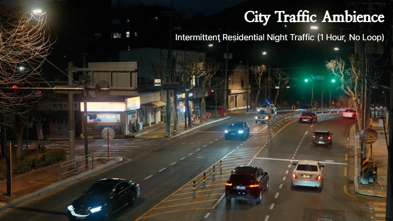 City Traffic Ambience | Intermittent Residential Night Traffic (1 Hour, No Loop)