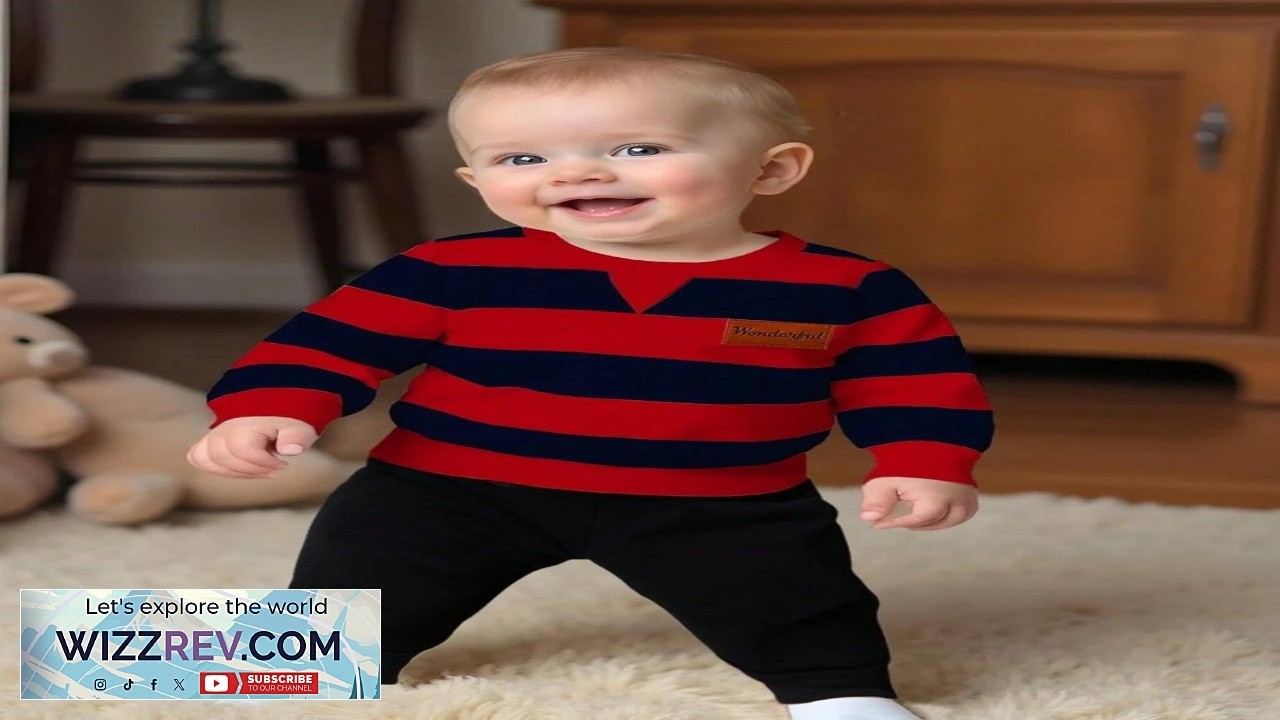 SHEIN Playful Pals Baby Boy Casual Sports Style All Match Striped Fabric Leather