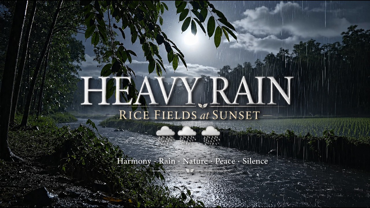 🌧️ Rain ASMR in Peaceful Rice Fields | Flowing Water & Calming Nature Sounds