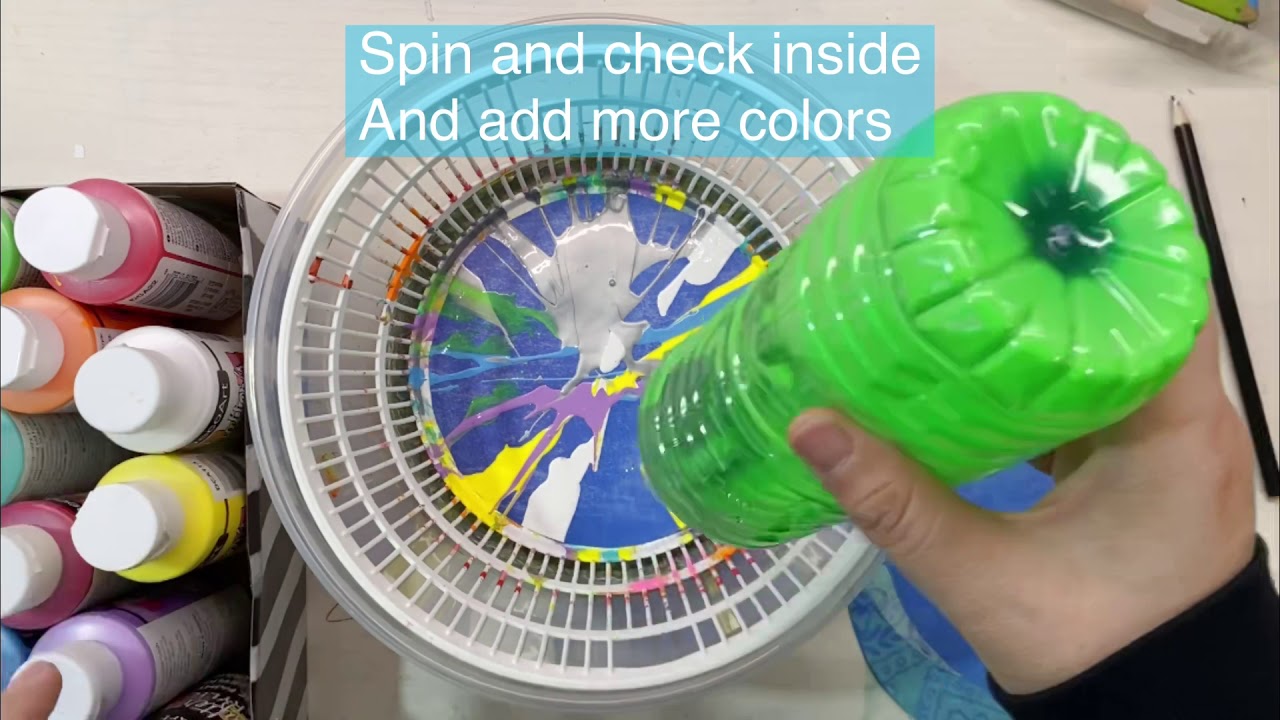 Spin Art - Damien Hirst circle / ikea salad spinner / ikea spinner / abstract painting / spinart