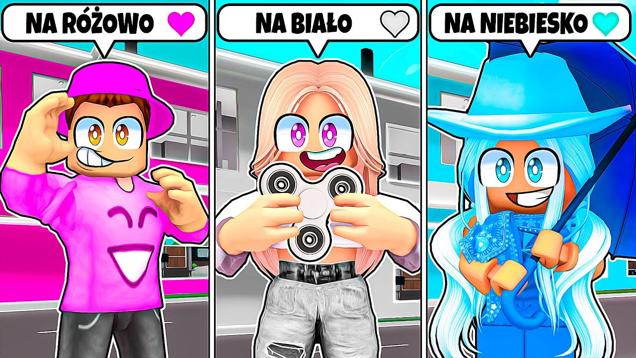 WIELKA BITWA KOLORÓW! RÓŻOWY vs BIAŁY vs NIEBIESKI PRZEZ 24 GODZINY na BROOKHAVEN RP w ROBLOX! 🤩
