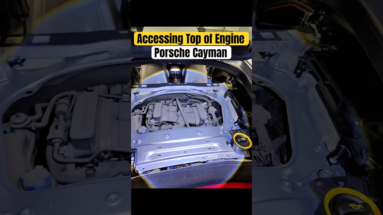 Accessing the top of the engine on this 981 cayman to do a coolant flush #cartok #dealershiplife