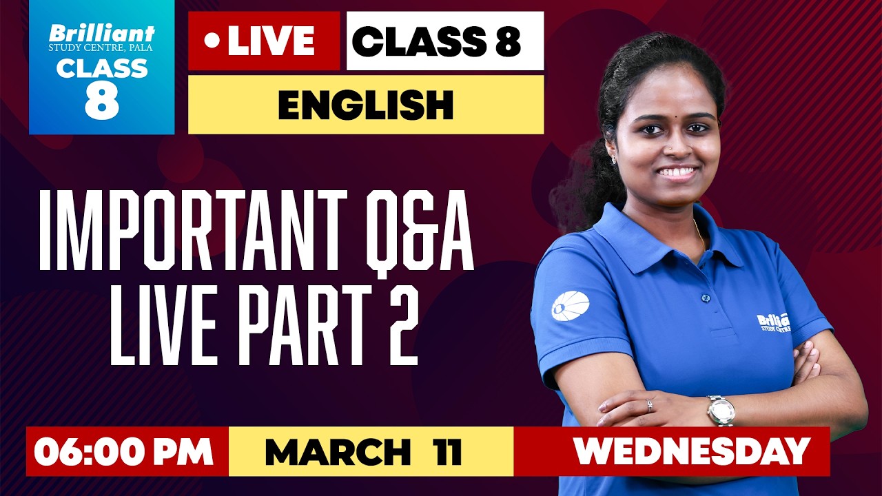 Class 8 English | Important Q&A Live Part 2  | Exam Special | Brilliant Pala