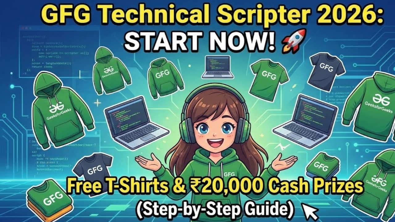 GFG Technical Scripter 2026: НАЧНИТЕ СЕЙЧАС! 🚀 Бесплатные футболки и денежные призы на сумму 20 0...