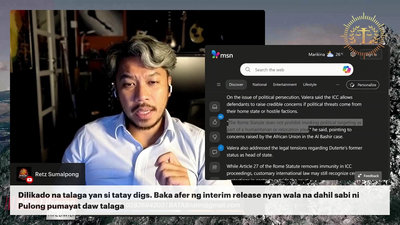 HUMAN RIGHTS LAWYER: NASA RULES ANG INTERIM RELEASE NI DUTERTE SA ICC