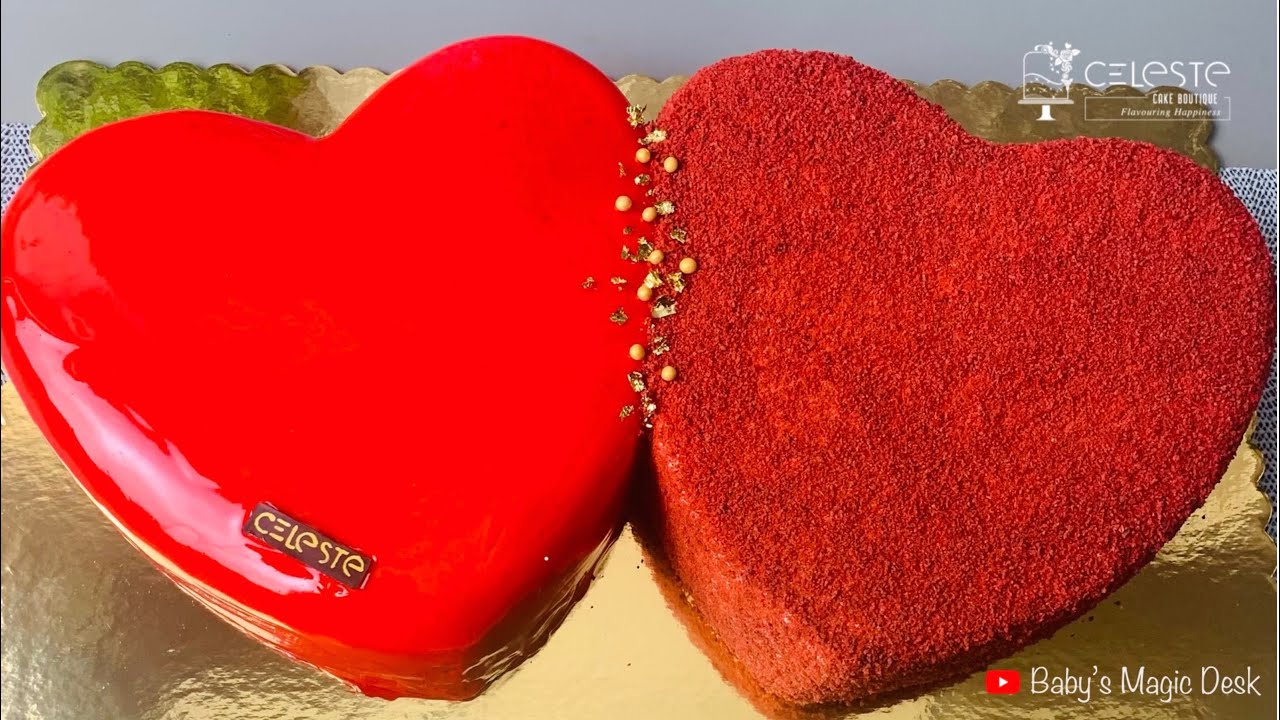 Double heart red velvet cake decoration video | Valentine’s Day cake design