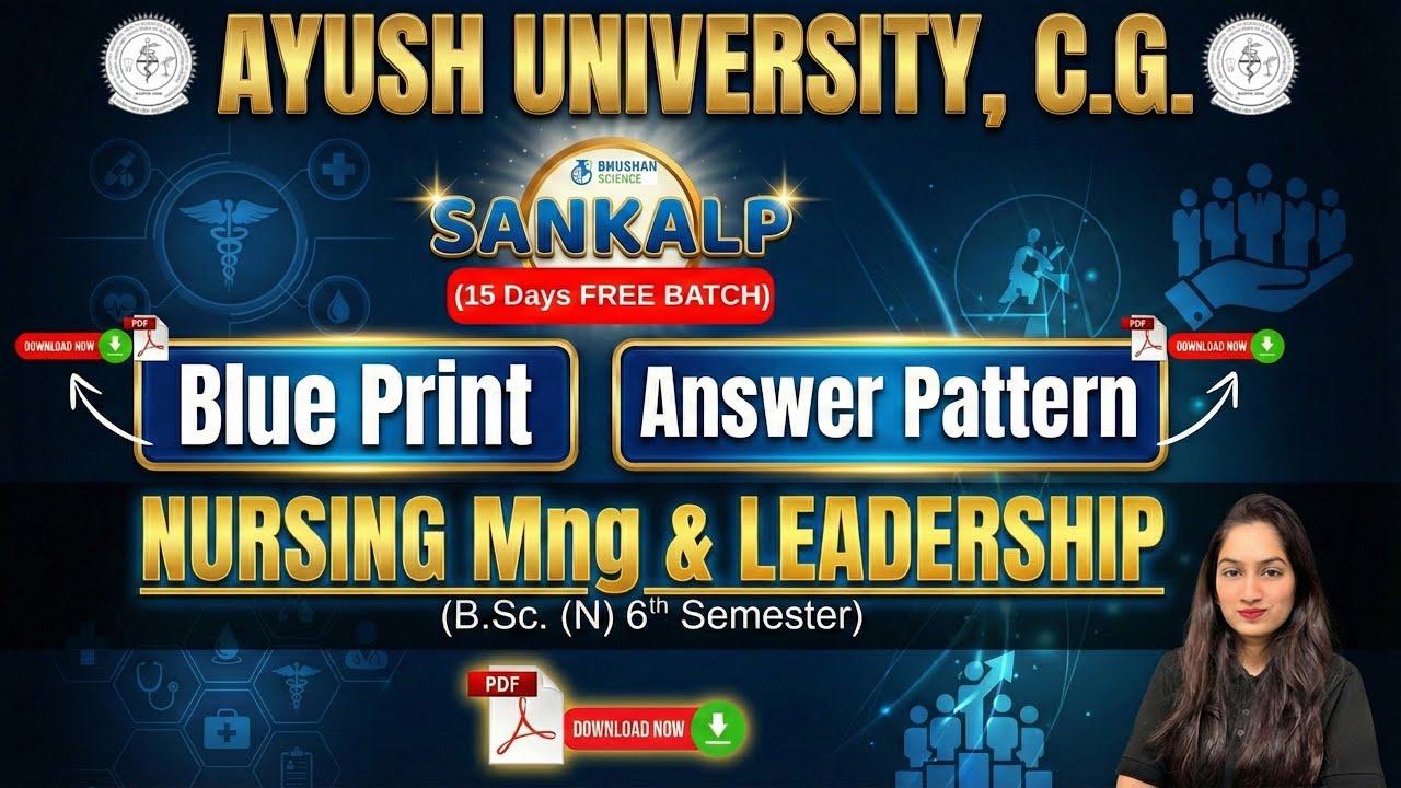 Nursing Management & Leadership Blue Print & Answer Pattern | Ayush University B.Sc. Nursing 6th Sem
