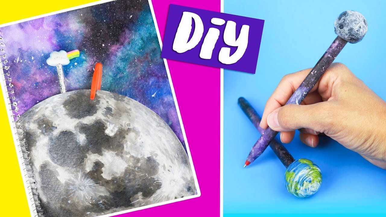 DIY MATERIAL ESCOLAR RECICLADO! DIY TUMBLR Galaxy! Feat. DIY com Vivi! Por Isabelle Verona