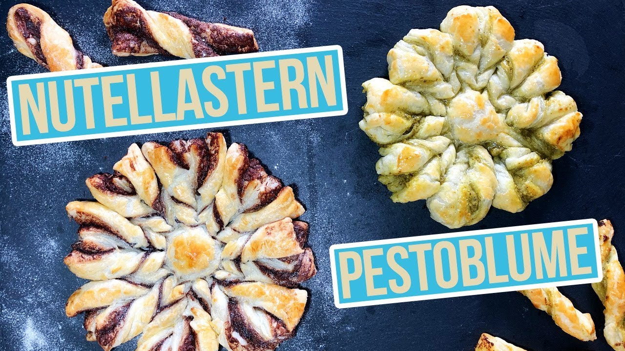 Nutella Stern und Pesto Blume | Bl&auml;tterteig Ideen s&uuml;ss & salzig