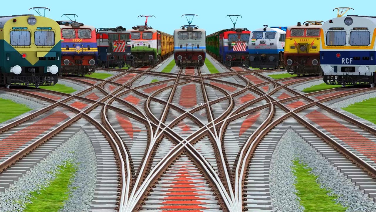 🔰Ix Trains Crossing By Curves Branches Railroad Crossing Tracks || train wala video train wala game 