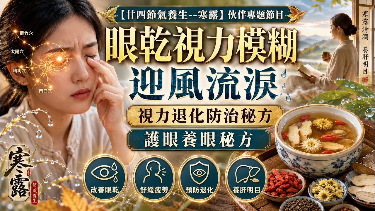 眼乾視力模糊│迎風流涙│視力退化防治秘方│護眼養眼秘方│【廿四節氣養生--寒露】10月伙伴專題節目