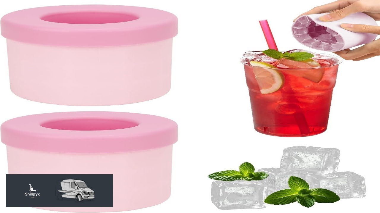 2 Pack Cylinder Silicone Ice Cube Molds Easy Release Ice Cube Trays