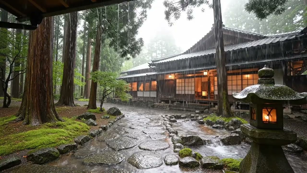 Rain & Gentle Piano – Relaxing Forest Hotel Atmosphere for Relaxing, Healing & Better Sleep