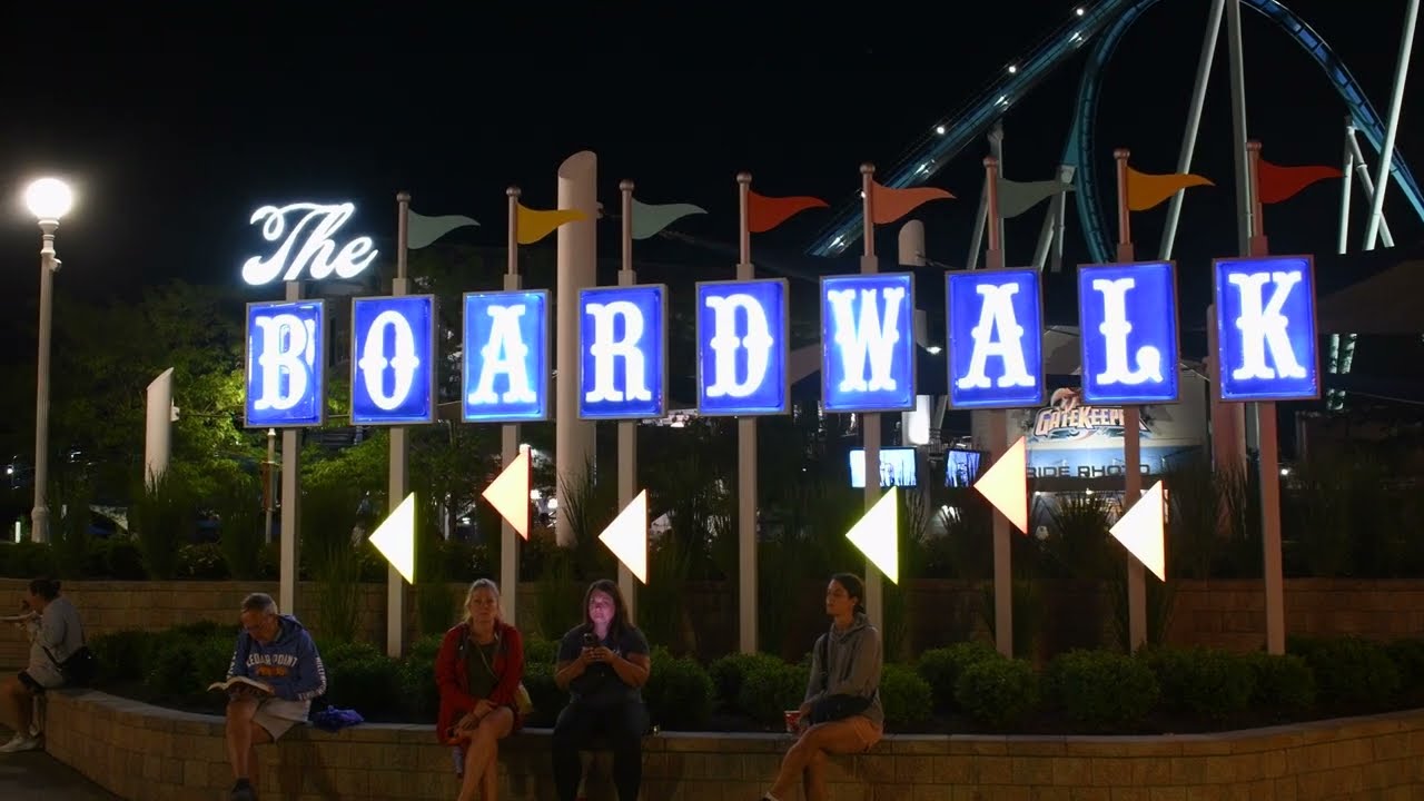 Cedar Point July 2023 Nighttime Boardwalk Walkthrough in 4K | Cedar Point, Sandusky, OHIO