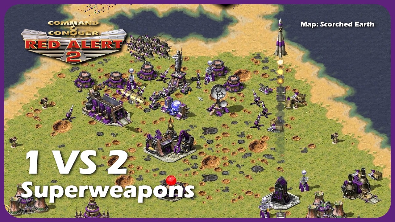 Red alert 2 | Map - Scorched Earth | 1vs2 with SUPERWEAPONS (Brutal Enemy)