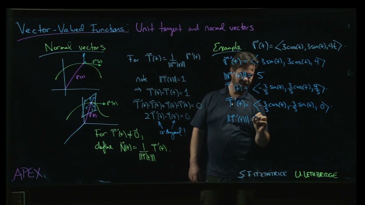 Vector-Valued Functions - Unit Tangent and Normal Vectors: 05. Normal Example