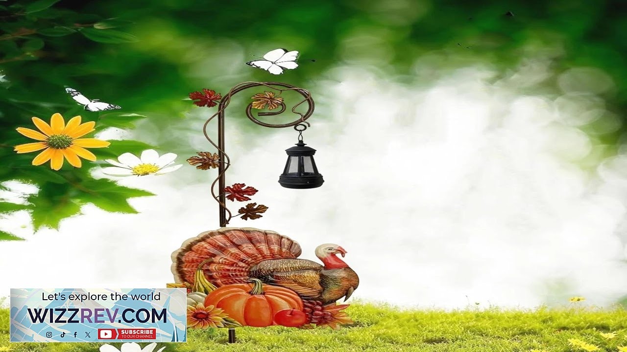 Solar Turkey Pumpkin Garden Stake Light Metal Thanksgiving Decoration Outdoor Fa