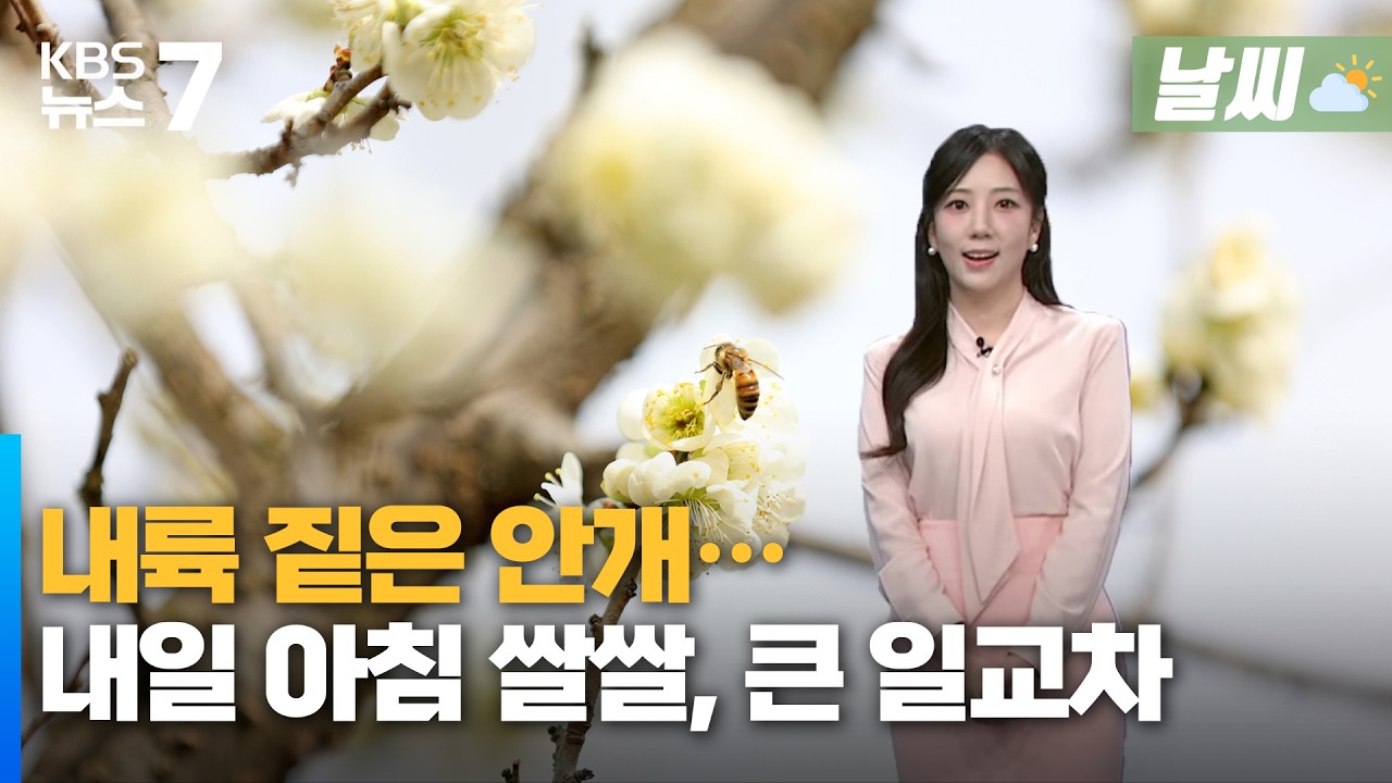 대전·세종·충남 내륙 짙은 안개…내일 아침 쌀쌀, 큰 일교차 / KBS 뉴스7 대전 세종 충남 [날씨] - 3월 18일 (수)