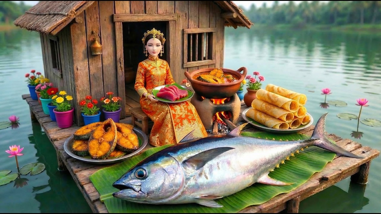 Miniature Doll Cooks Royal Tuna Curry & Dosa ASMR | Indian Village Cooking