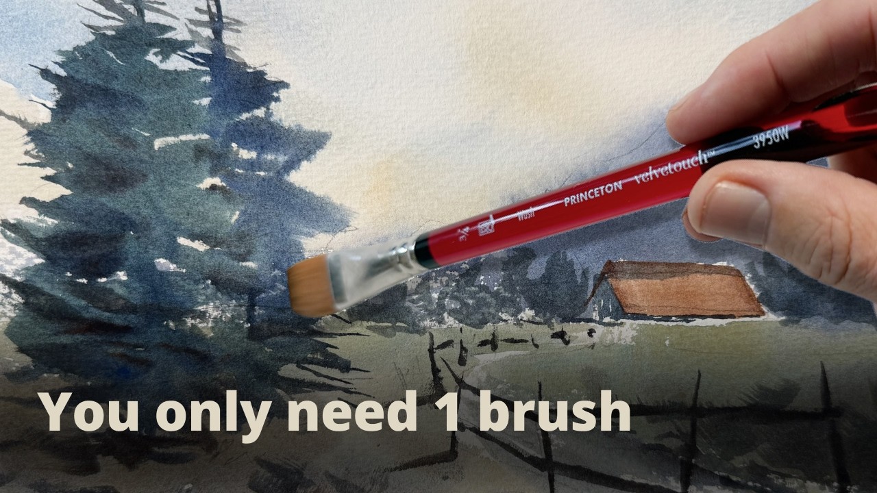 How to paint with only ONE flat brush - Watercolour exercise
