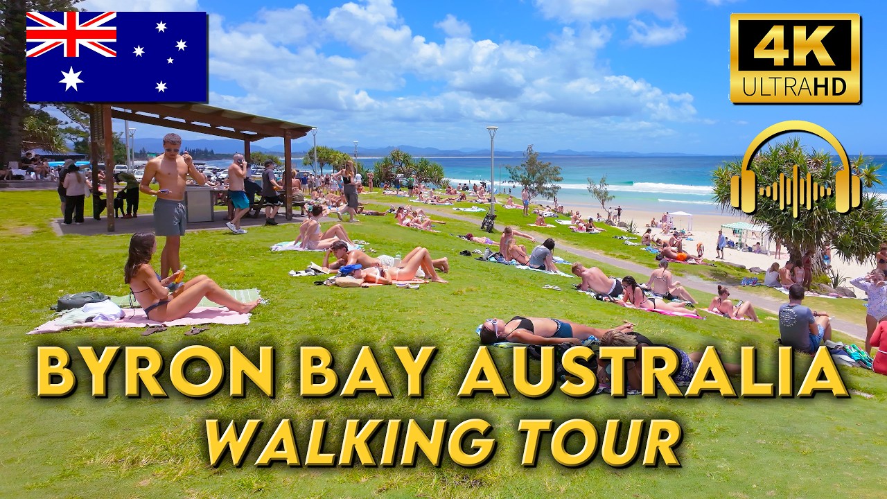 WALKING TOUR BYRON BAY AUSTRALIA | Where Hippy Chic Meets Boho Chic! | 4KUHD | Binaural 🎧