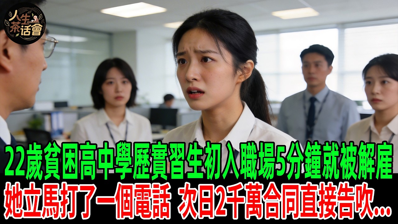 22歲貧困高中學歷實習生初入職場5分鐘就被解雇，她立馬打了一個電話，次日2千萬合同直接告吹。所有人都傻眼了！【人生茶話會】#情感故事 #老年生活 #人生感悟 #情感共鸣 #感人壹幕 #故事#原創