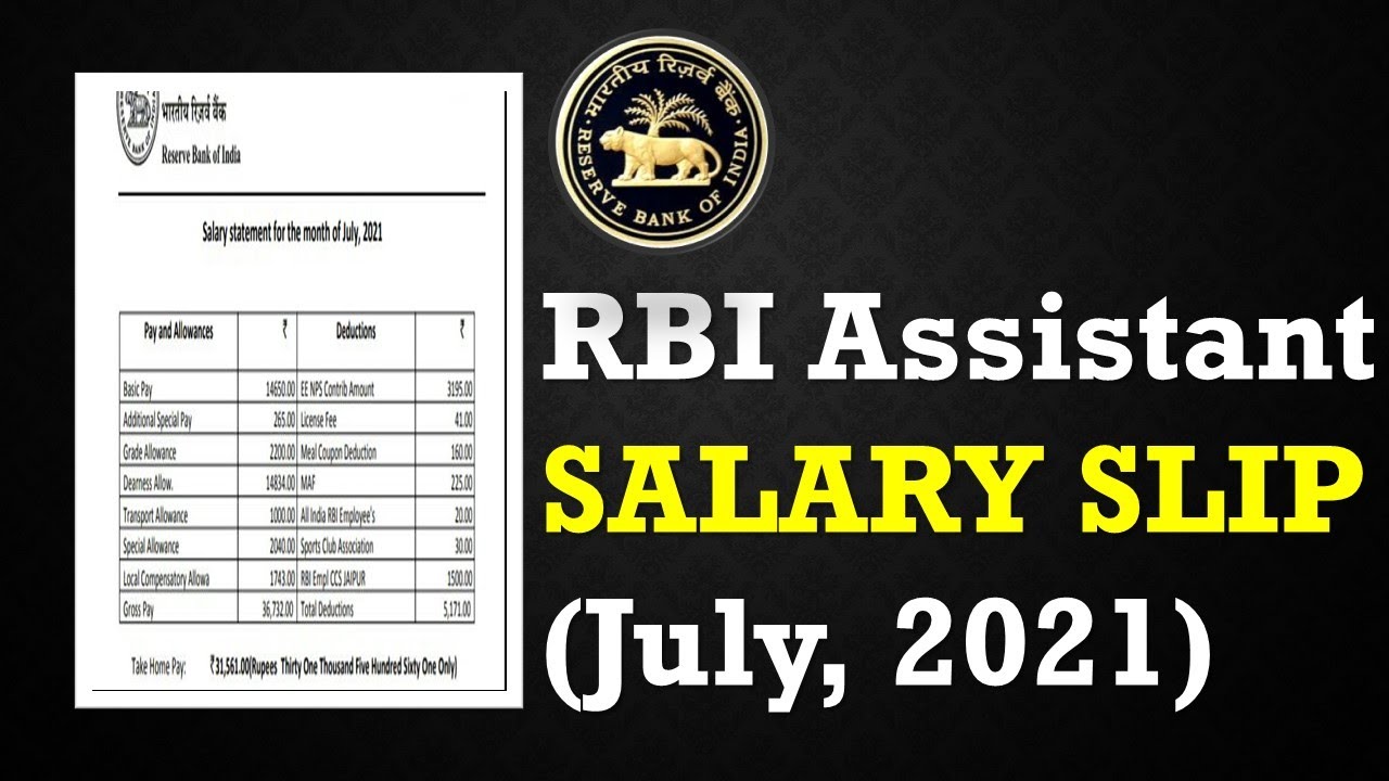 RBI ASSISTANT 2021 LATEST SALARY SLIP (JULY, 2021) ||