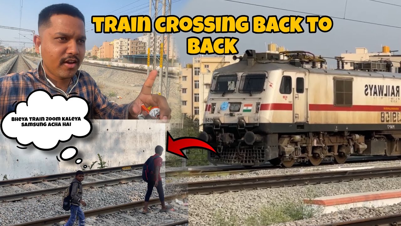 Amazing train crossing WAP-7 lead LHB train 😍