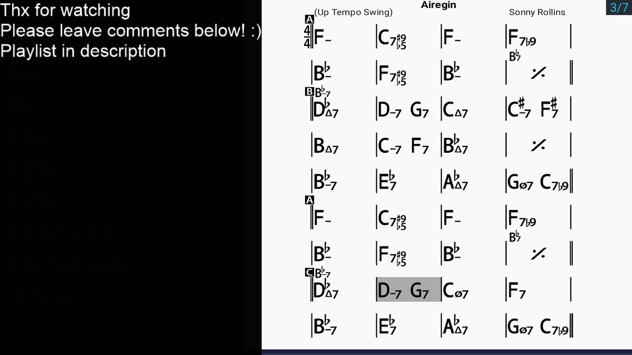 Sonny Rollins Airegin Backing Track