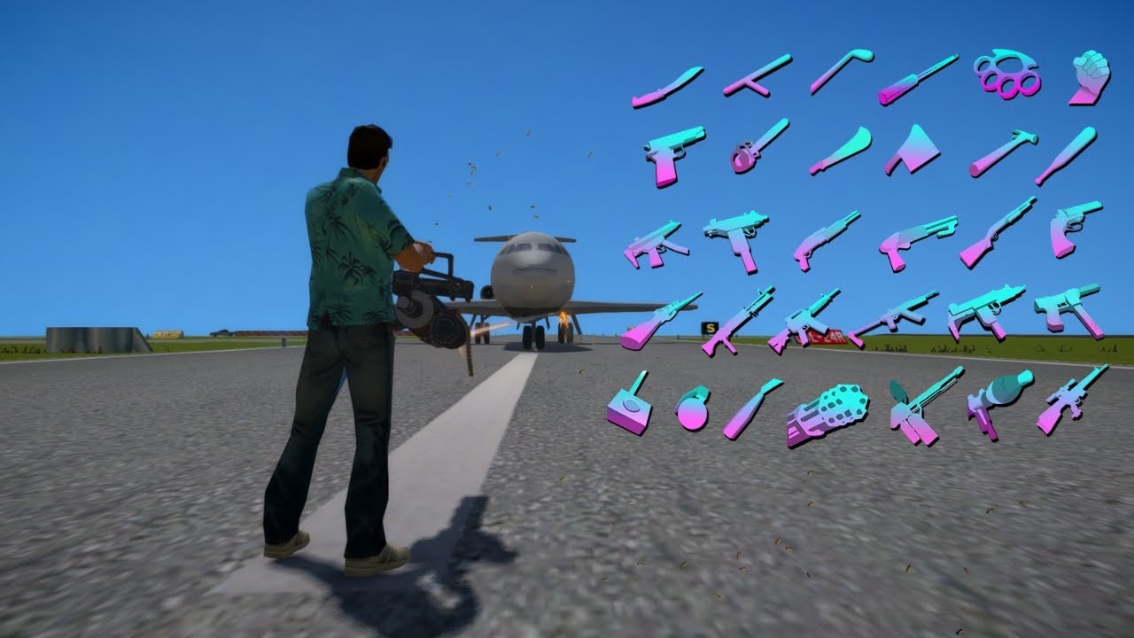 All Weapons and Sounds in GTA Vice City NextGen Edition in 94 Seconds (More Restored Weapons)