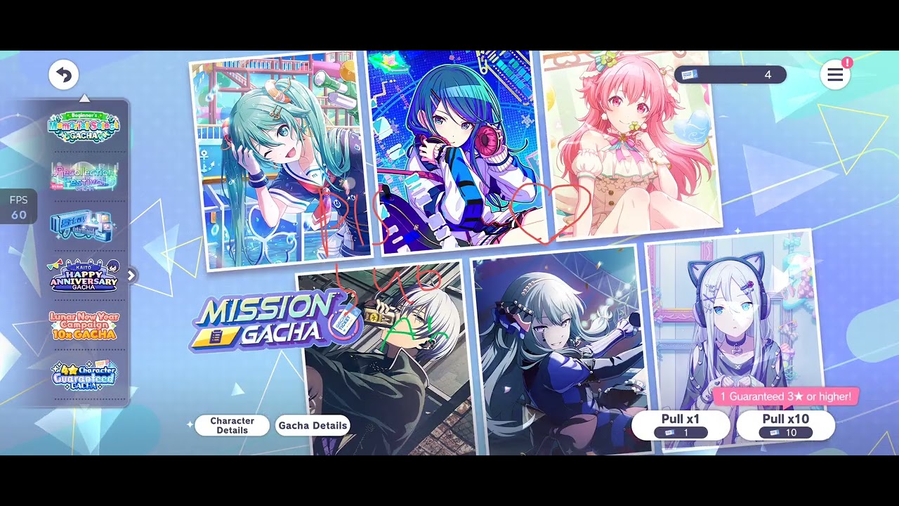 Pulling in mission gatcha