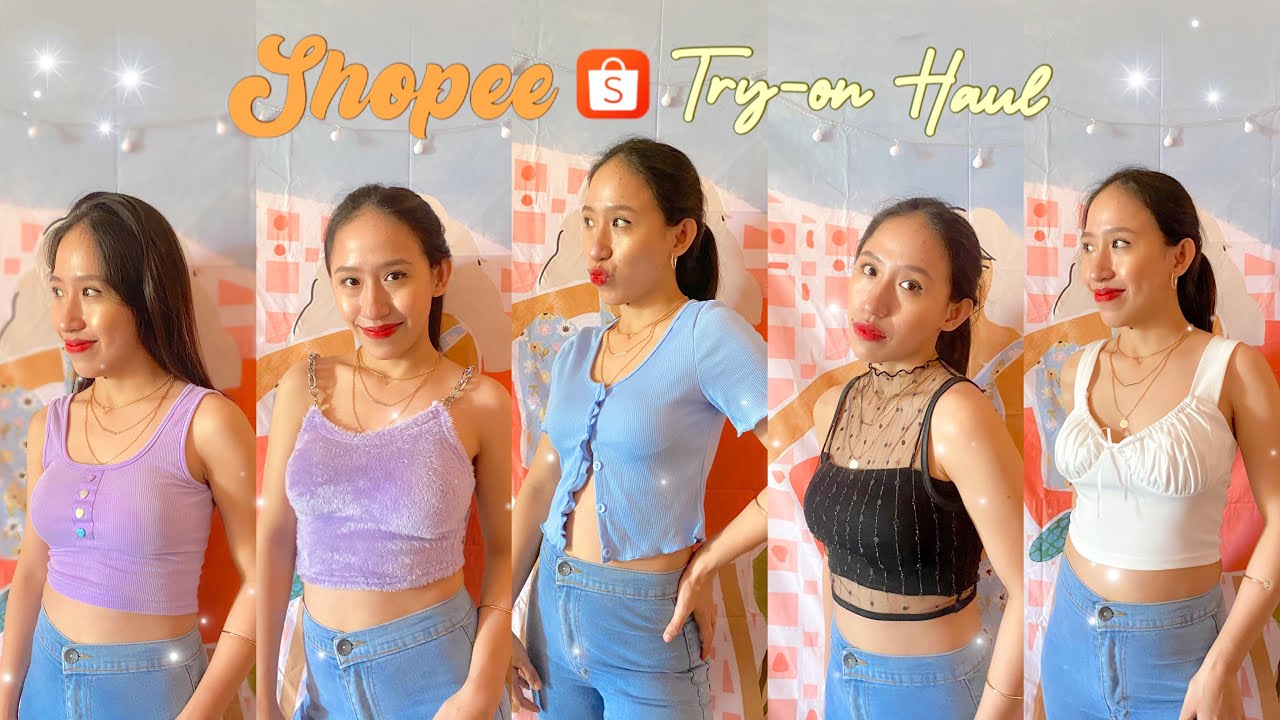 BEST AFFORDABLE SHOPEE TRY-ON HAUL !! 💜| (Trendy, Basic and Cute Tops)