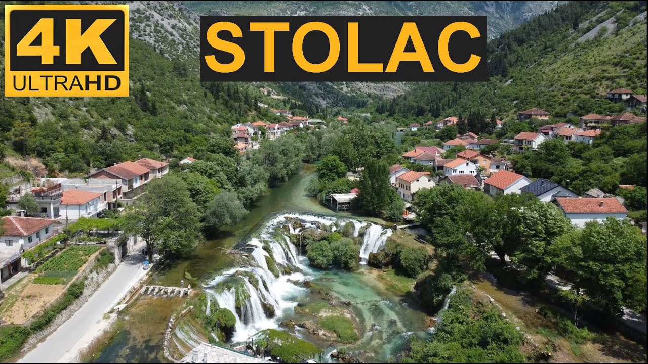 Rijeka Bregava i grad Stolac. Dron 4K.
