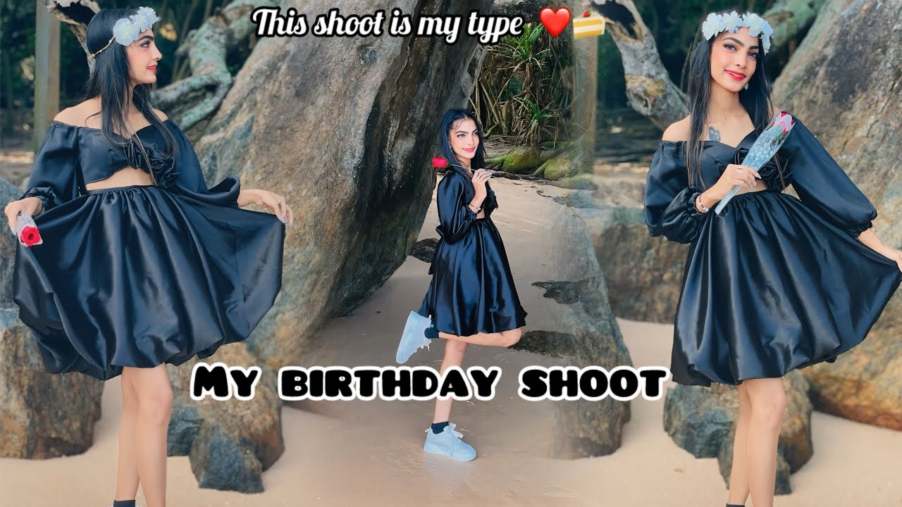My birthday shoot💄📸🖤/මේ පාර මගේ විදිහට 🙈👀/ඔරු වැල්ල beach🦀💦/ යාළුවා දුන්න poses 😂😒❤️
