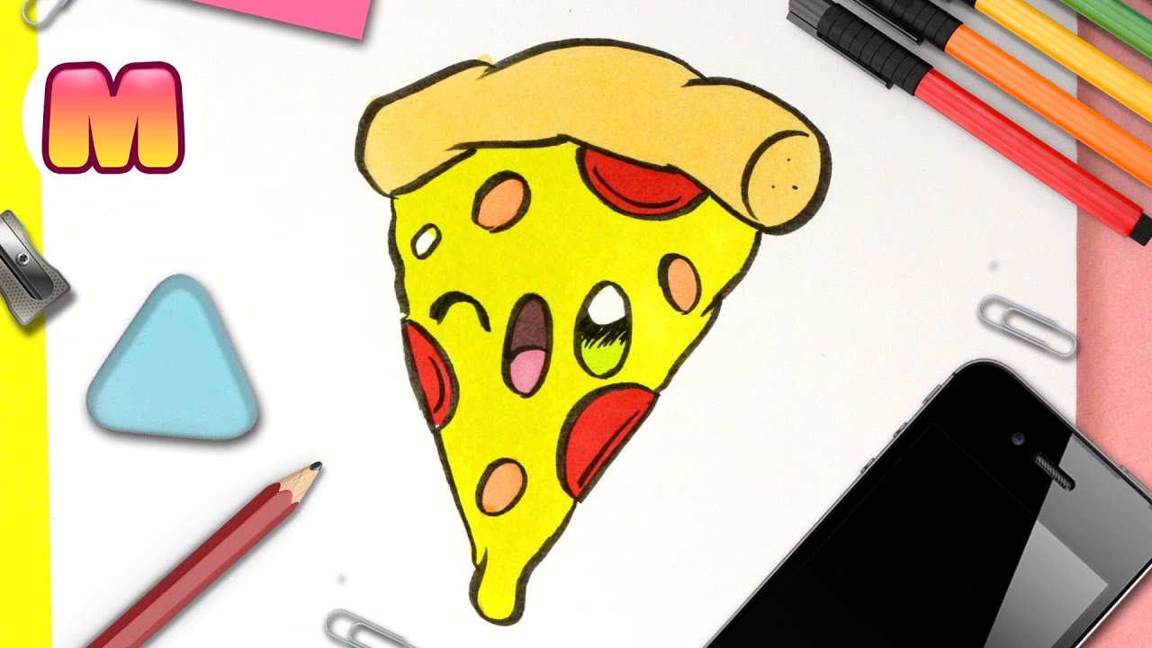 COMO DIBUJAR UNA PIZZA KAWAII - dibujos faciles kawaii - Aprende a dibujar con Jape