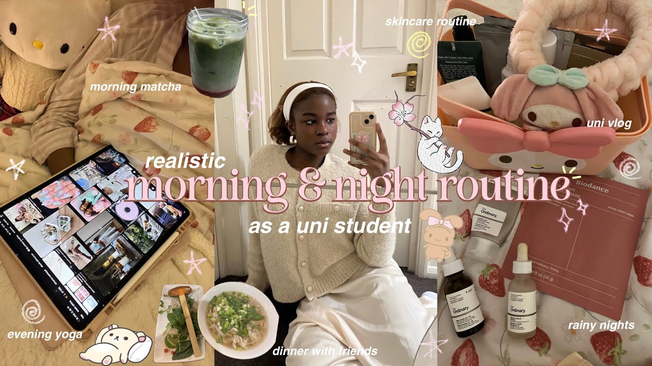 morning & night routine as a uni student 💤| evening yoga, productive mornings, rainy nights