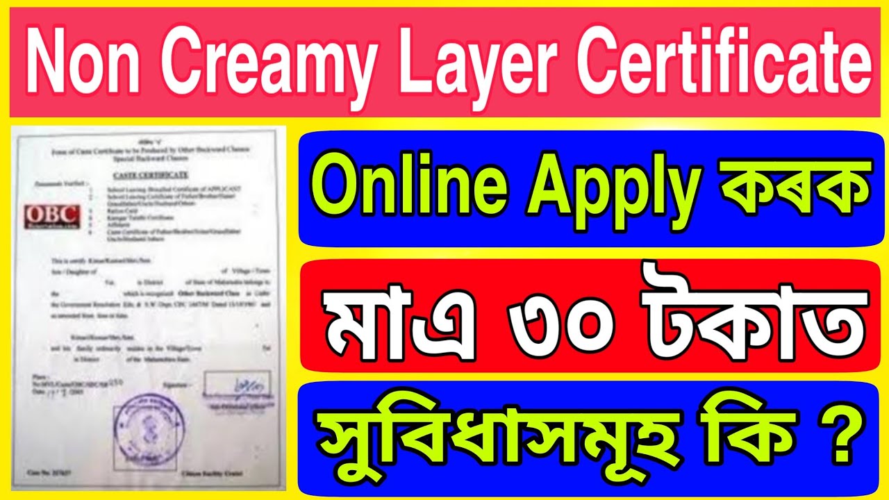 Non Creamy Layer Certificate Apply Online In Assam 2022 l Non Creamy Layer Certificate Benefts