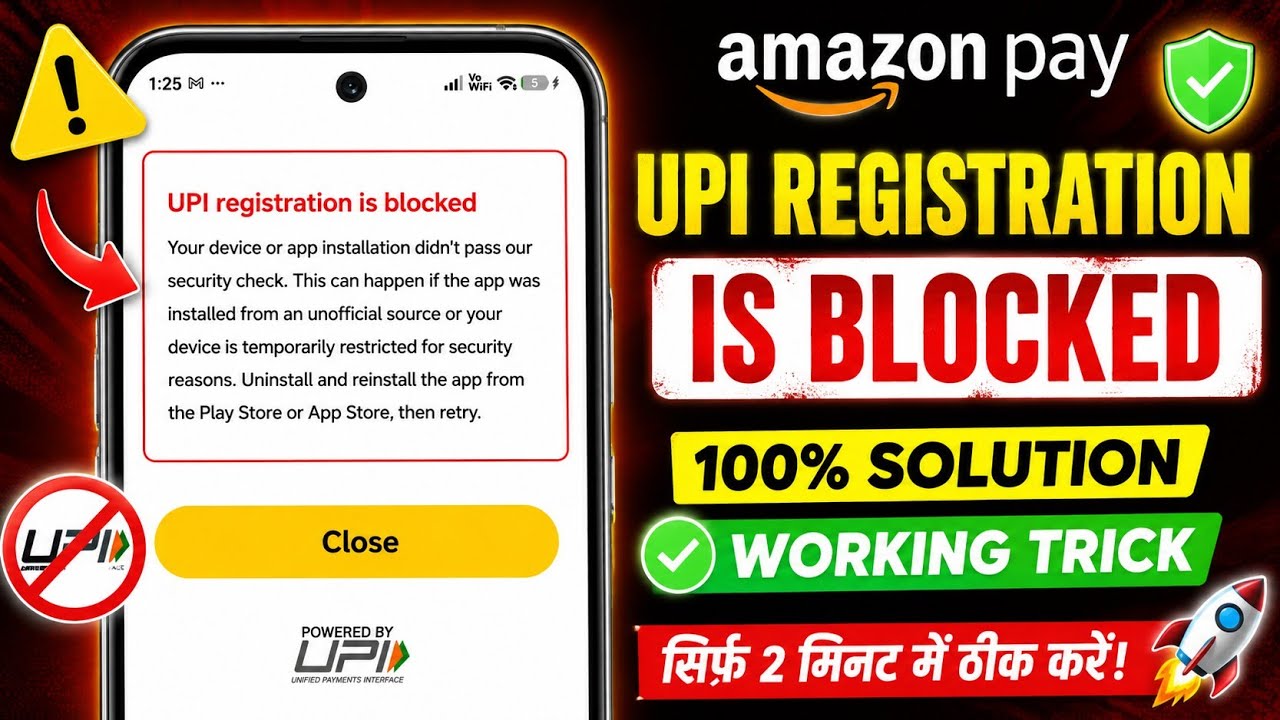 Upi Registration Is Blocked In Amazon Pay | Amazon Pay Upi Registration Blocked Problem Solve