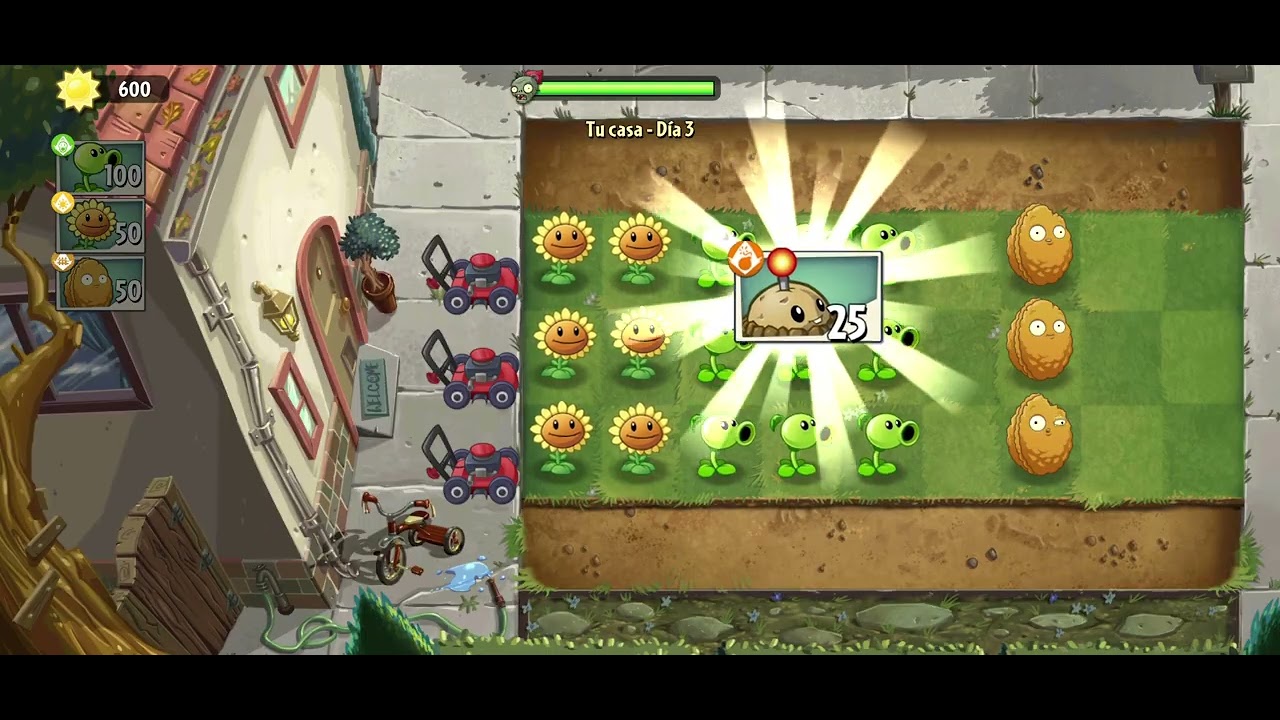 Jugando  Plantas vs Zombis  ( parte 1 )